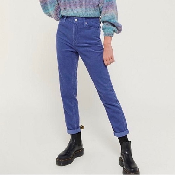 Urban Outfitters BDG Corduroy Mom High Rise Pants Sz 30 Blue - Picture 1 of 9